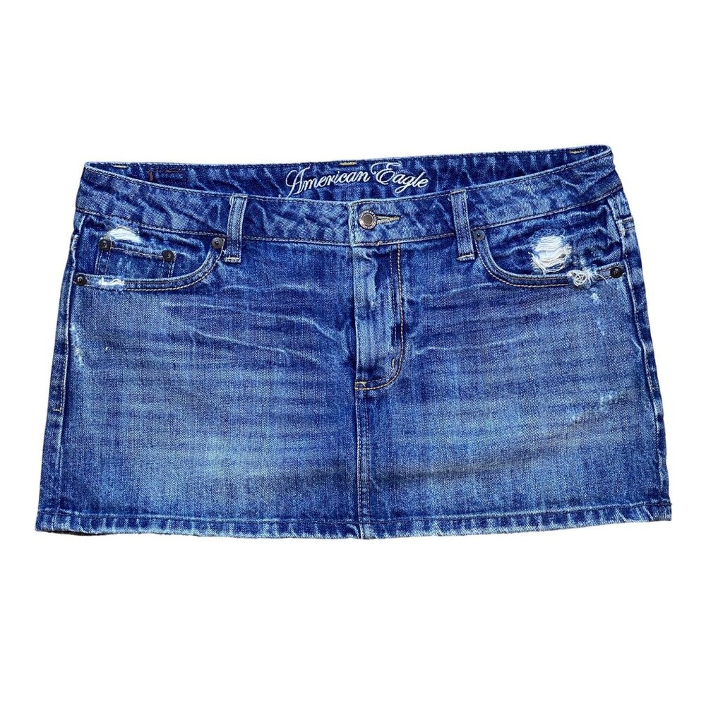 Y2K American Ealge Micro Mini Denim Skirt Size 10